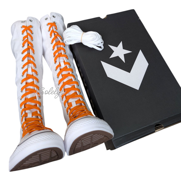 Converse CTAS XXHI Mens 10.5 White Orange Elastic Laced Knee High Sneaker Boot - Picture 10 of 10